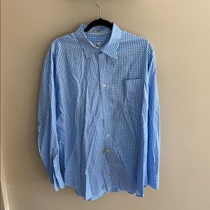 Peter Millar button-down shirt. Blue and white.
